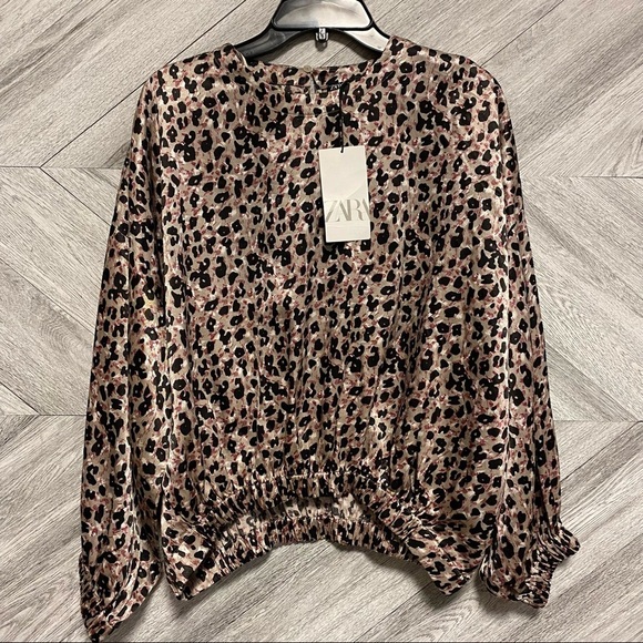 Zara | Sateen Leopard Top Oversized Size XS New With Tags - Picture 2 of 11